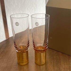 Elegant Amber and Gold Champagne Glass Set